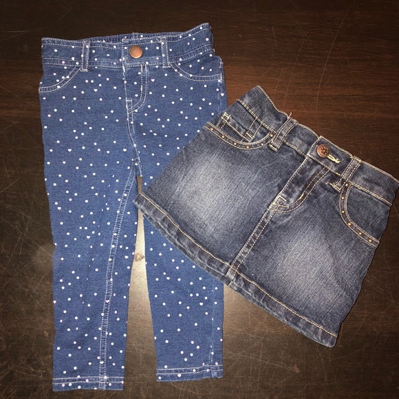Other - Denim Skirt and Leggings Set